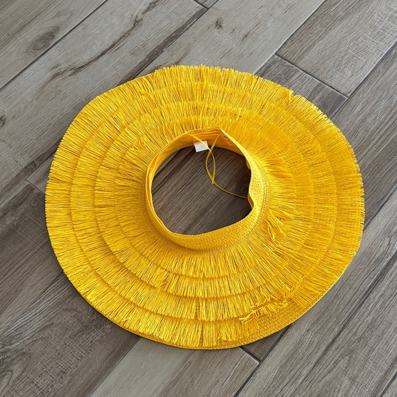 Yellow Fringe Large Sun Hat- Women Accessories - Picture 2 of 4
